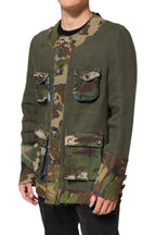 Dolce & Gabbana Brown Camouflage Linen Button Down Jacket