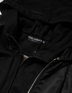 Dolce & Gabbana Black Cotton Hooded Full Zip Bomber Jacket