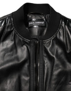 Dolce & Gabbana Black Leather Nylon FullZip Blouson Jacket