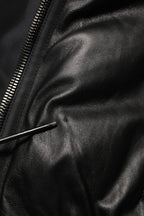 Dolce & Gabbana Black Leather Nylon FullZip Blouson Jacket