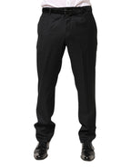 Dolce & Gabbana Black Wool Mid Waist Dress Men Trouser Pants