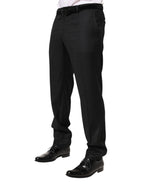 Dolce & Gabbana Black Wool Mid Waist Dress Men Trouser Pants