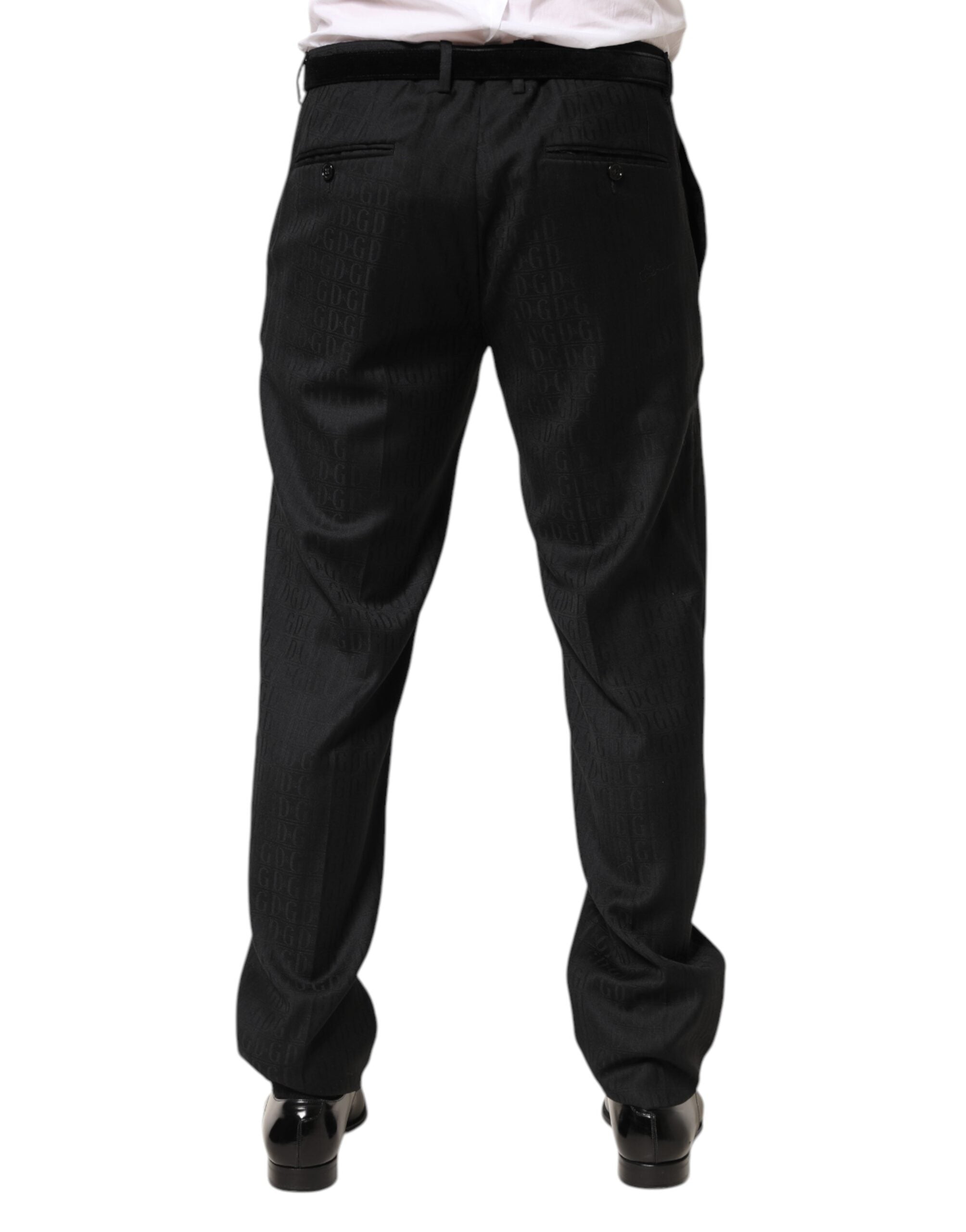 Dolce & Gabbana Black Wool Mid Waist Dress Men Trouser Pants