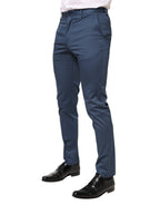 Dolce & Gabbana Blue Cotton Mid Waist Dress Men Trouser Pants
