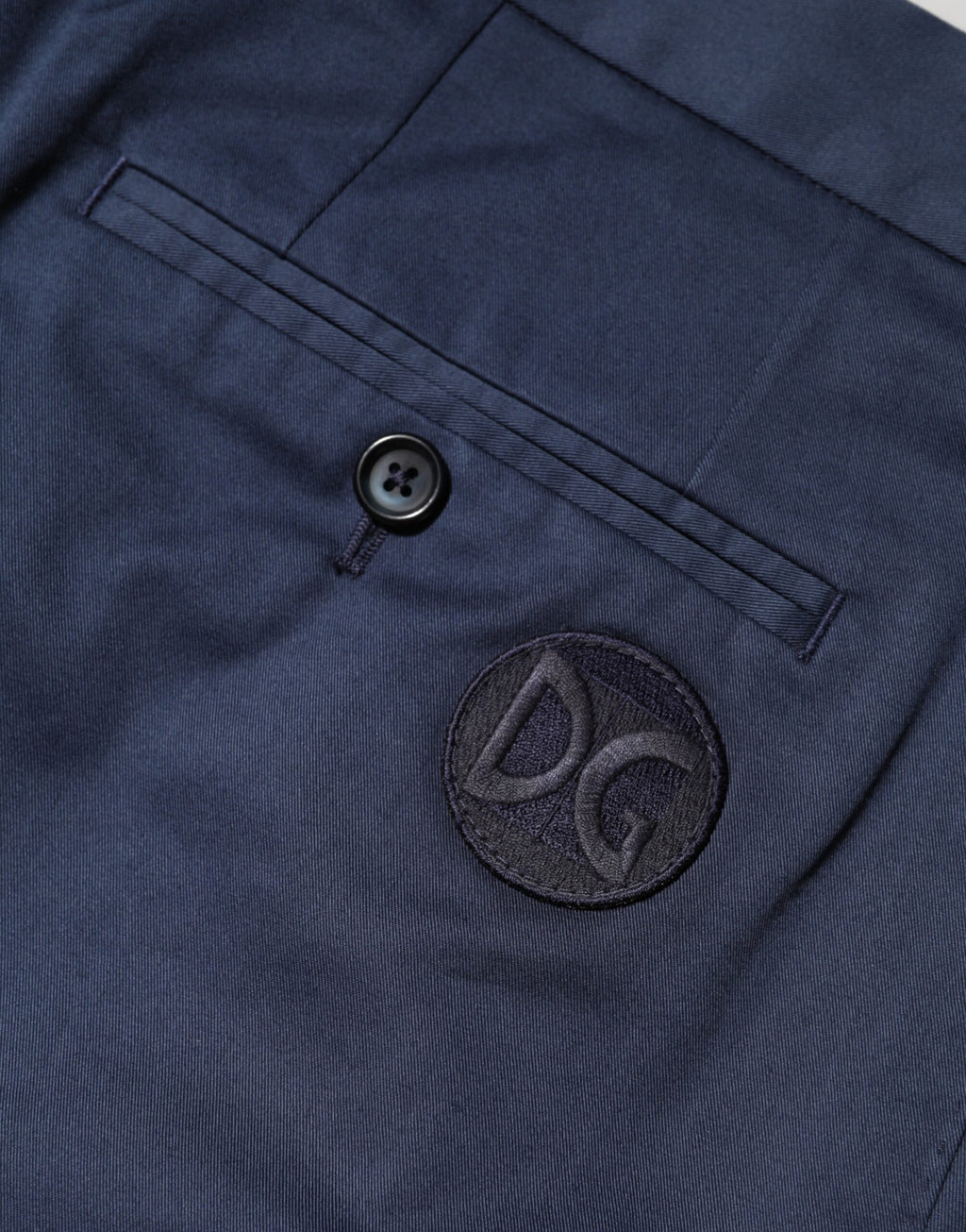 Dolce & Gabbana Blue Cotton Stretch Mid Waist Bermuda Shorts