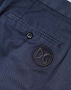 Dolce & Gabbana Blue Cotton Stretch Mid Waist Bermuda Shorts