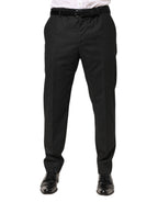 Dolce & Gabbana Black Cotton Mid Waist Dress Trouser Pants
