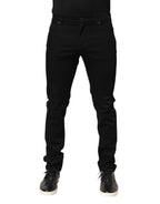 Dolce & Gabbana Black Cotton Mid Waist Skinny Men Denim Jeans