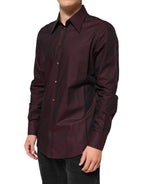 Dolce & Gabbana Violet GOLD Cotton Collared Dress Formal Shirt