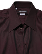 Dolce & Gabbana Violet GOLD Cotton Collared Dress Formal Shirt