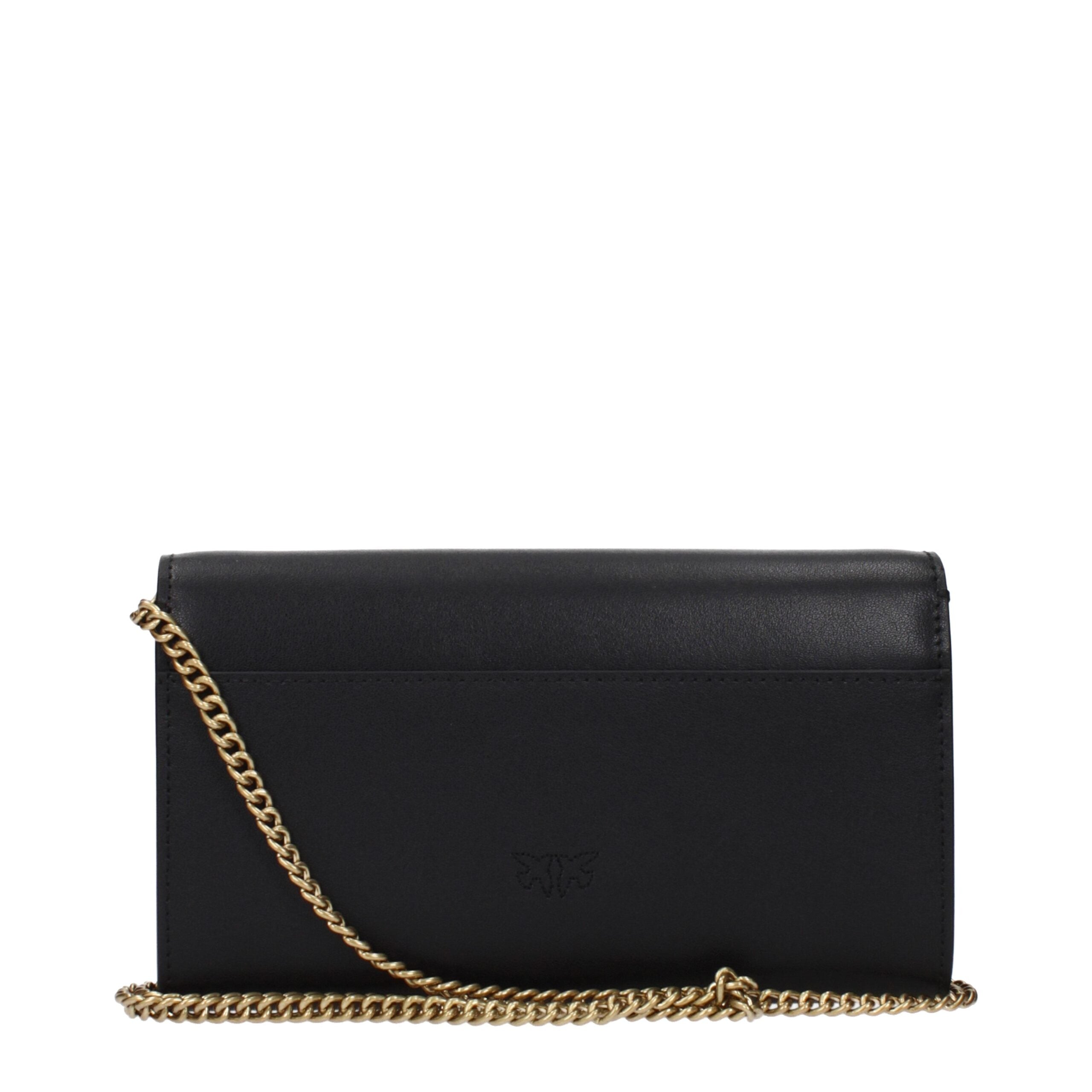 PINKO Black Leather Clutch Bag