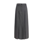 Brunello Cucinelli Gray Polyester Long Skirt