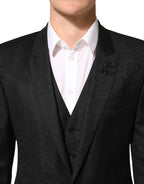 Dolce & Gabbana Black MARTINI 2 Buttons Suit 3 Piece Suit