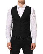 Dolce & Gabbana Black Wool Dress Formal Men Waistcoat Vest