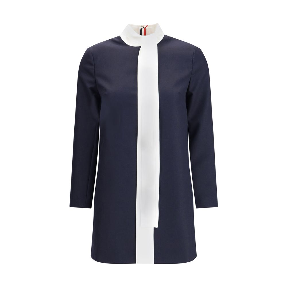 Thom Browne Blue Fleece Wool Casual Dress