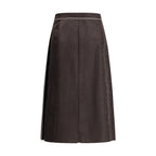 Burberry Brown Silk Midi Skirt