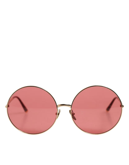 Dolce & Gabbana Pink Gold Metal Round Shades Eyewear Sunglasses