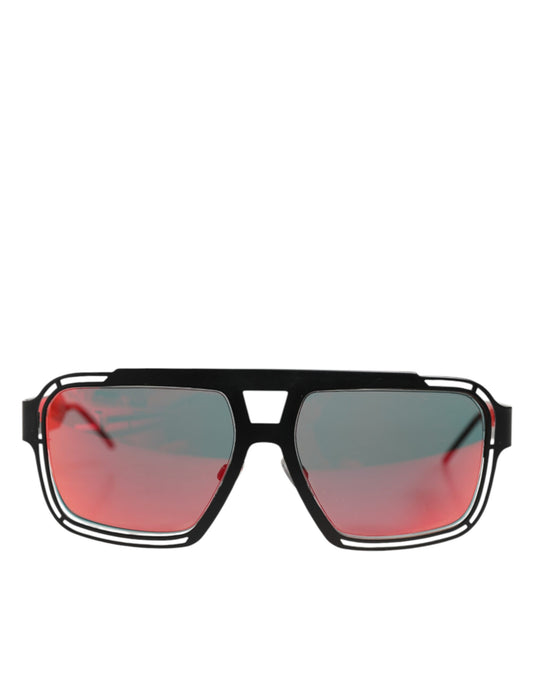 Dolce & Gabbana Black Metal Pilot Frame Shades Eyewear Sunglasses