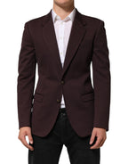 Dolce & Gabbana Maroon Cotton 2 Buttons Suit Jacket Blazer