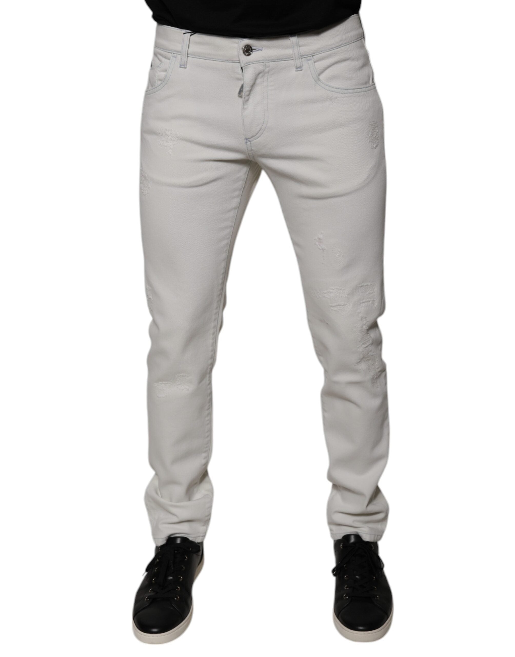 Dolce & Gabbana White Cotton Stretch Skinny Men Denim Jeans