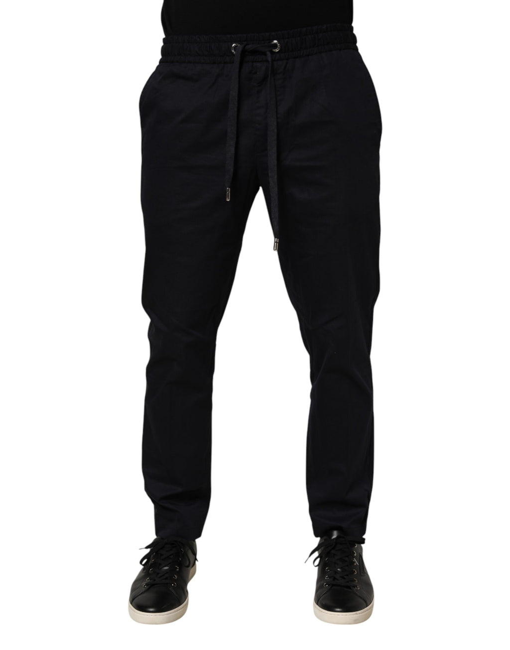Dolce & Gabbana Black Mid Waist Drawstring Men Jogger Pants