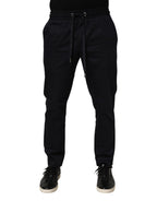 Dolce & Gabbana Black Mid Waist Drawstring Men Jogger Pants