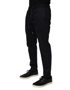 Dolce & Gabbana Black Mid Waist Drawstring Men Jogger Pants