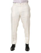 Dolce & Gabbana White Linen Formal Dress Men Trouser Pants