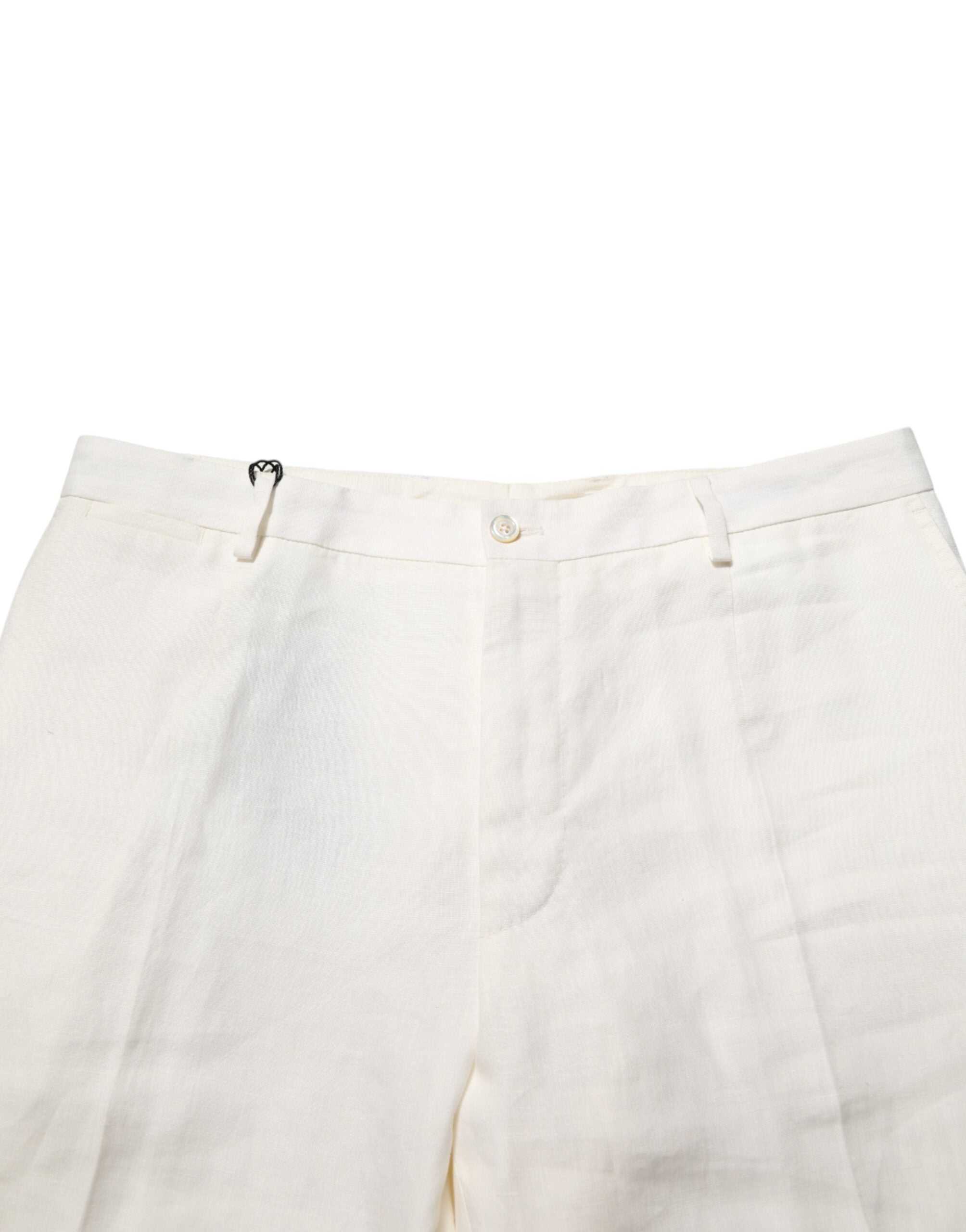 Dolce & Gabbana White Linen Formal Dress Men Trouser Pants