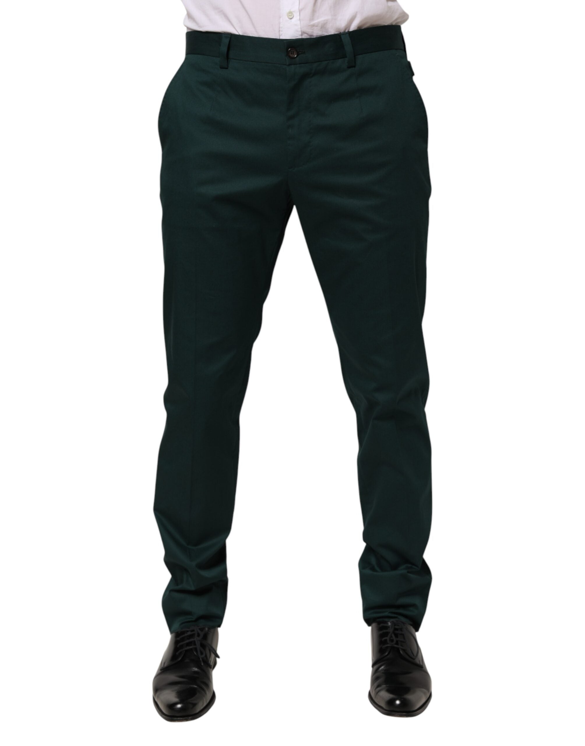 Dolce & Gabbana Green Cotton Formal Dress Men Trouser Pants
