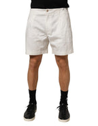 Dolce & Gabbana White Cotton Mid Waist Men Bermuda Shorts