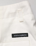 Dolce & Gabbana White Cotton Mid Waist Men Bermuda Shorts