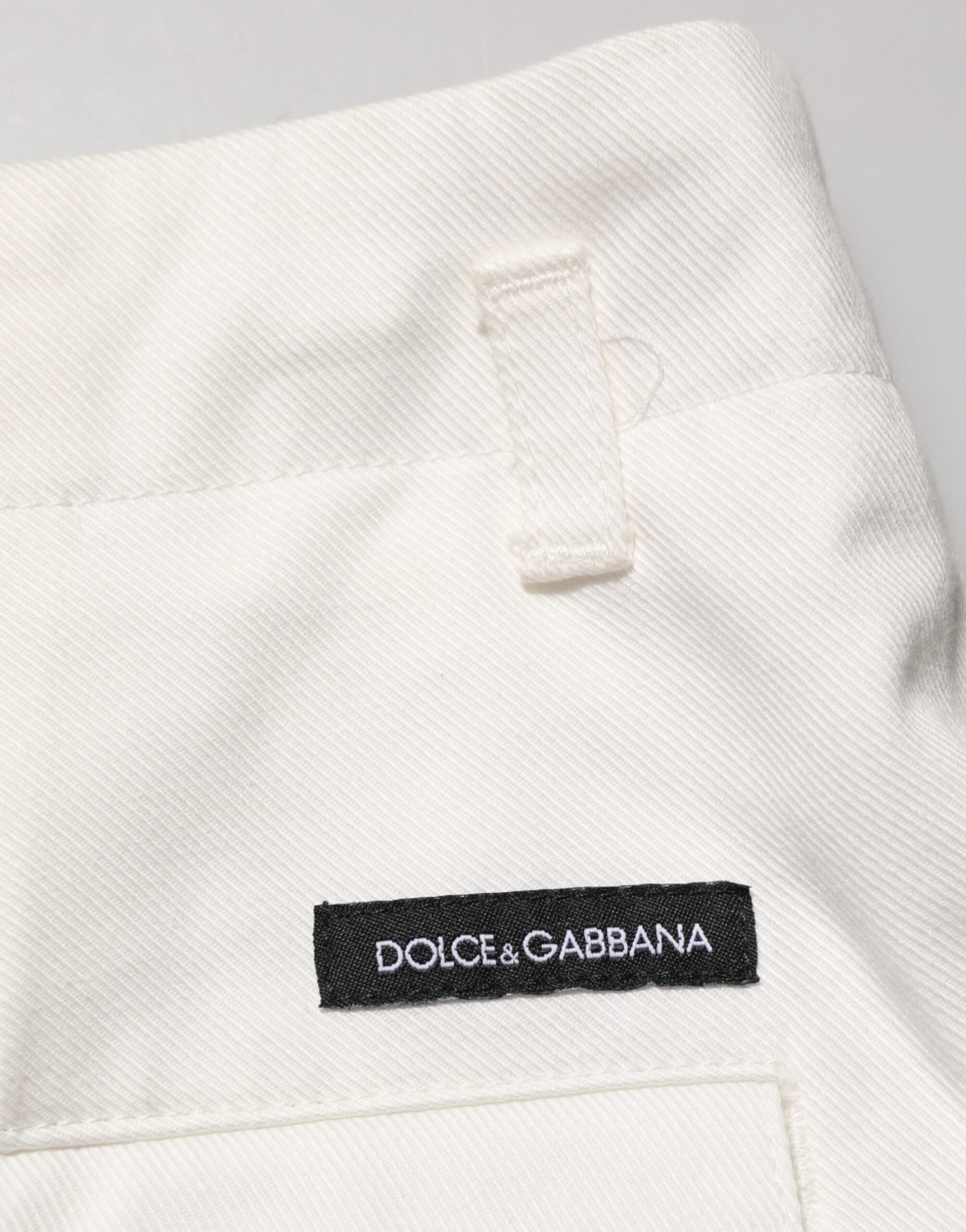 Dolce & Gabbana White Cotton Mid Waist Men Bermuda Shorts