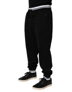 Dolce & Gabbana Black Cotton Sacred-Heart Men Jogger Pants
