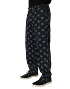 Dolce & Gabbana Blue Logo Print Straight Denim Men Jeans