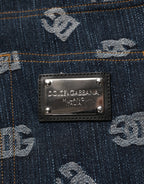 Dolce & Gabbana Blue Logo Print Straight Denim Men Jeans