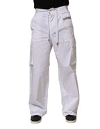 Dolce & Gabbana White Linen Straight Cargo Men Trouser Pants