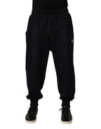 Dolce & Gabbana Black Cotton Blend Drawstring Jogger Jogger Pants