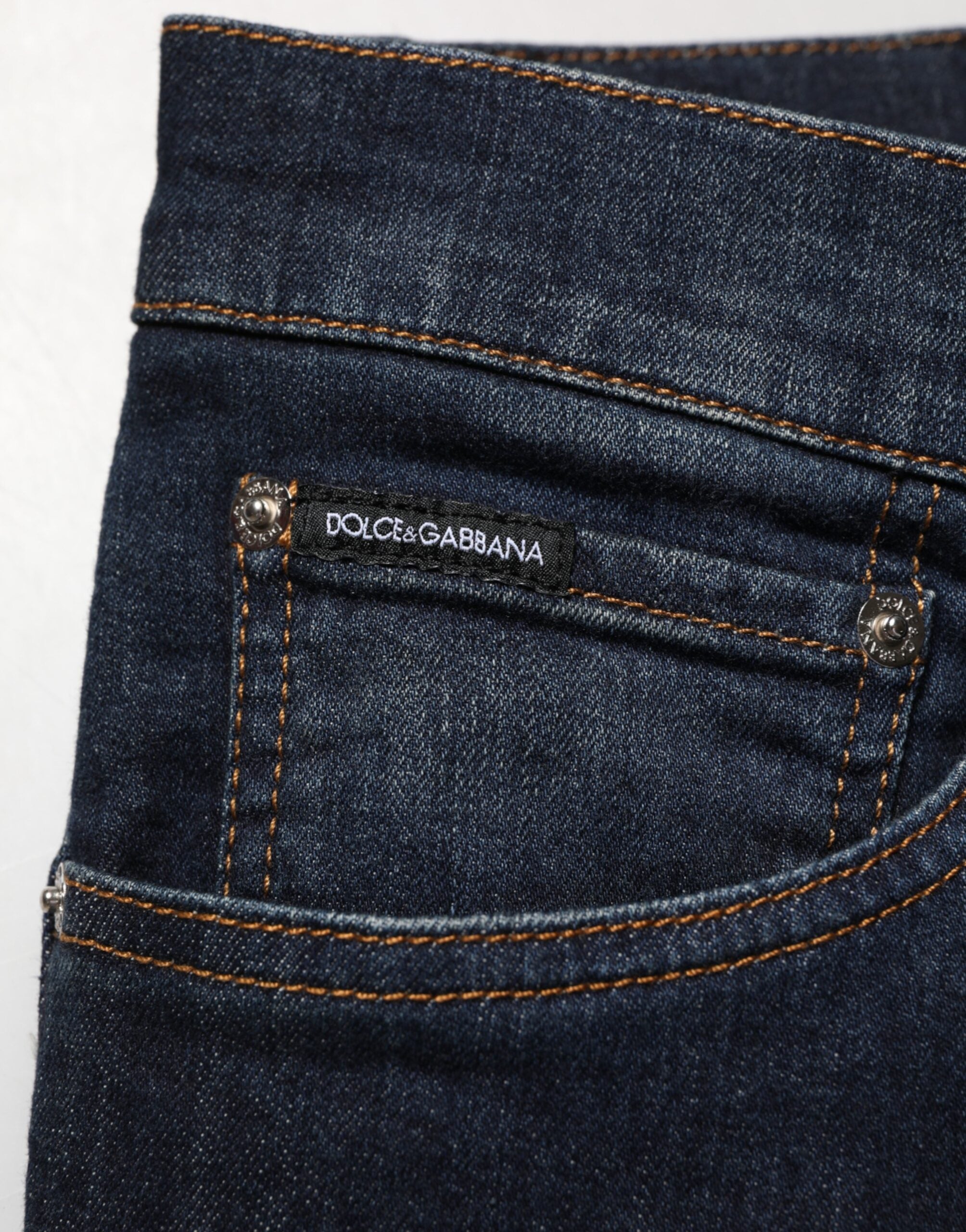 Dolce & Gabbana Dark Blue Cotton Skinny Men Denim Jeans