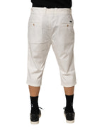 Dolce & Gabbana White Cotton Stretch Cropped Trouser Pants