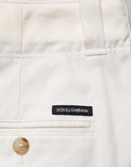 Dolce & Gabbana White Cotton Stretch Cropped Trouser Pants