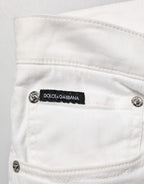 Dolce & Gabbana White Graffiti Print Skinny GOLD Denim Jeans