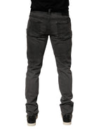 Dolce & Gabbana Dark Gray Cotton Skinny Men Denim Jeans