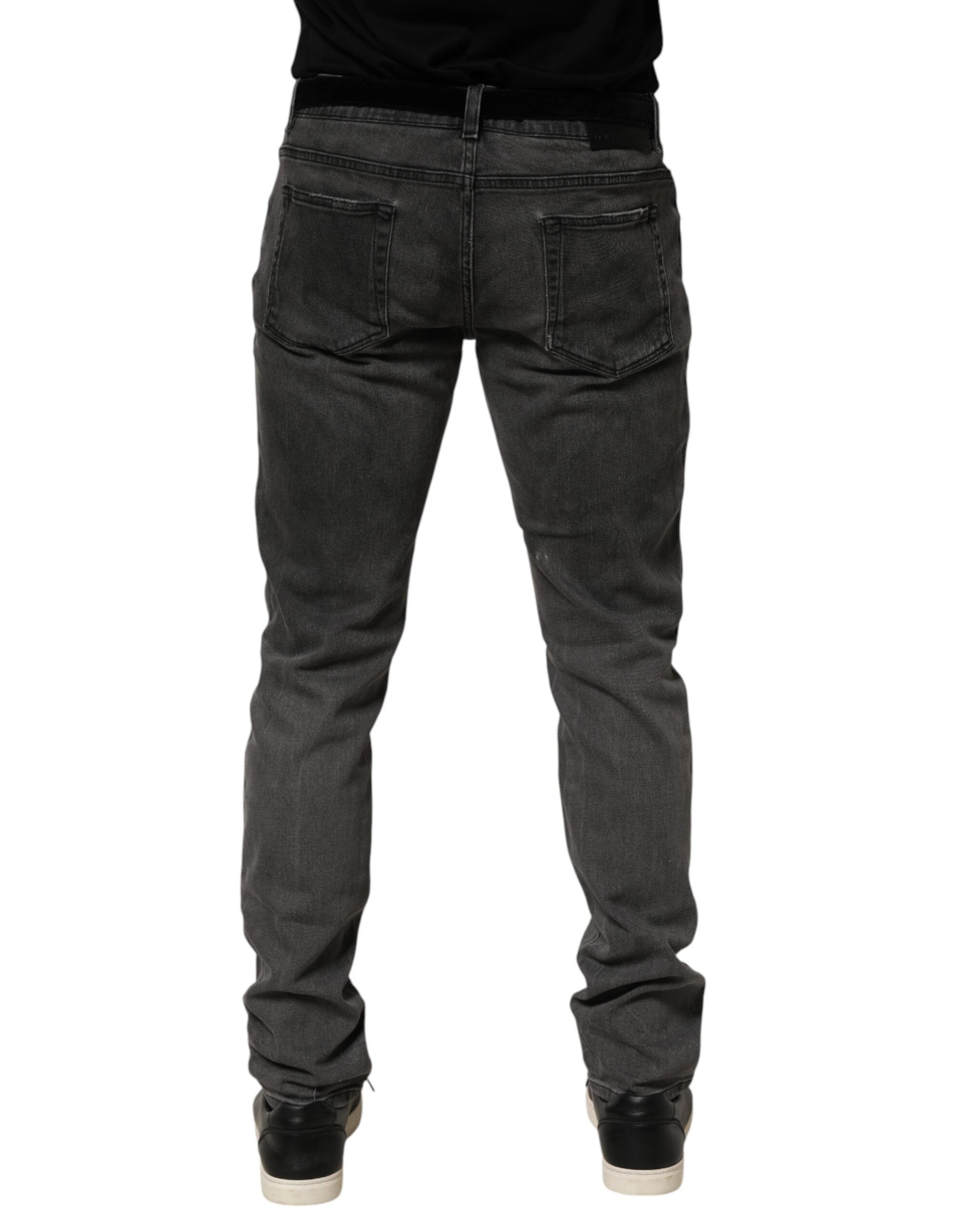 Dolce & Gabbana Dark Gray Cotton Skinny Men Denim Jeans