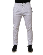 Daniele Alessandrini White Cotton Stretch Slim Fit Denim Jeans