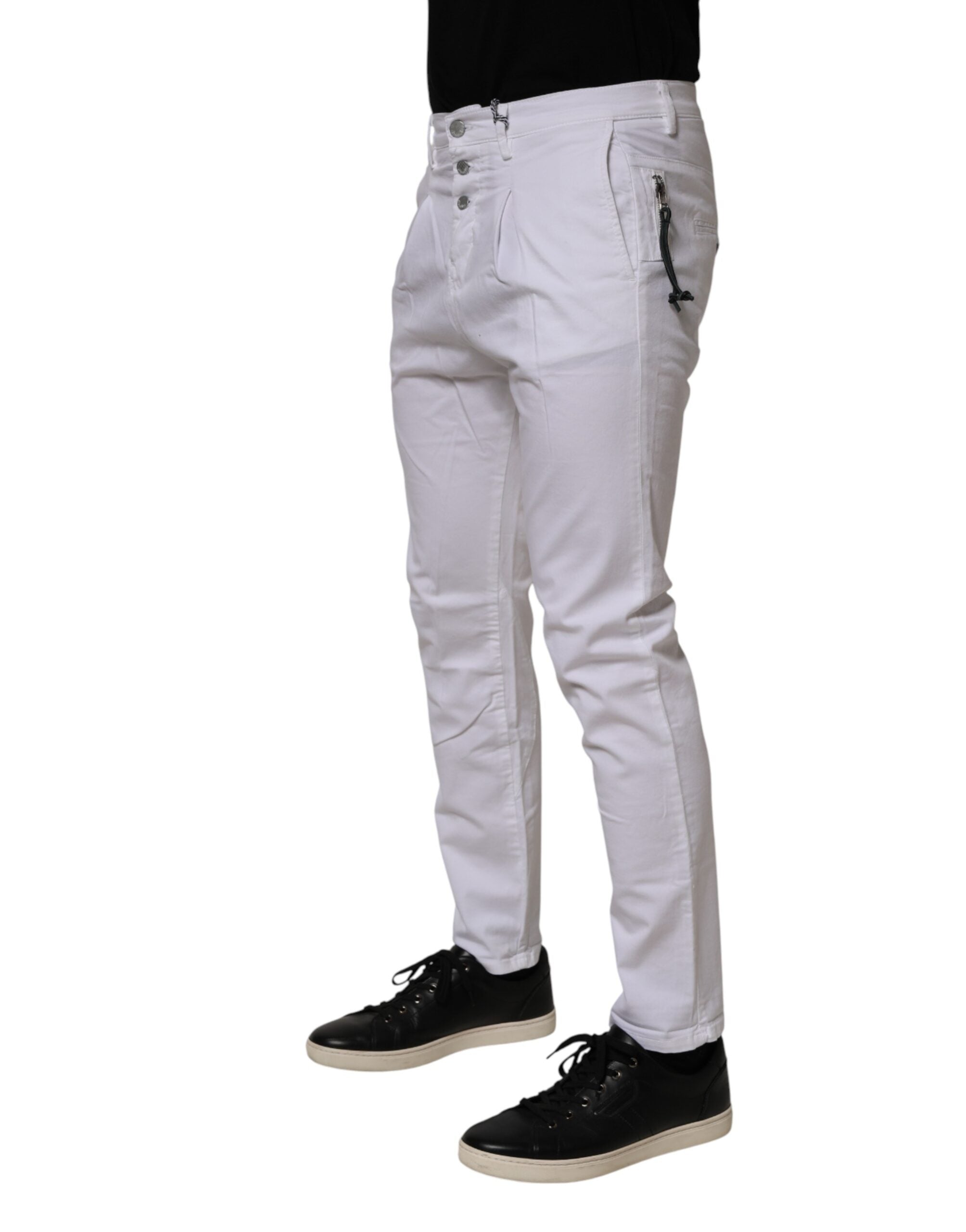 Daniele Alessandrini White Cotton Stretch Slim Fit Denim Jeans