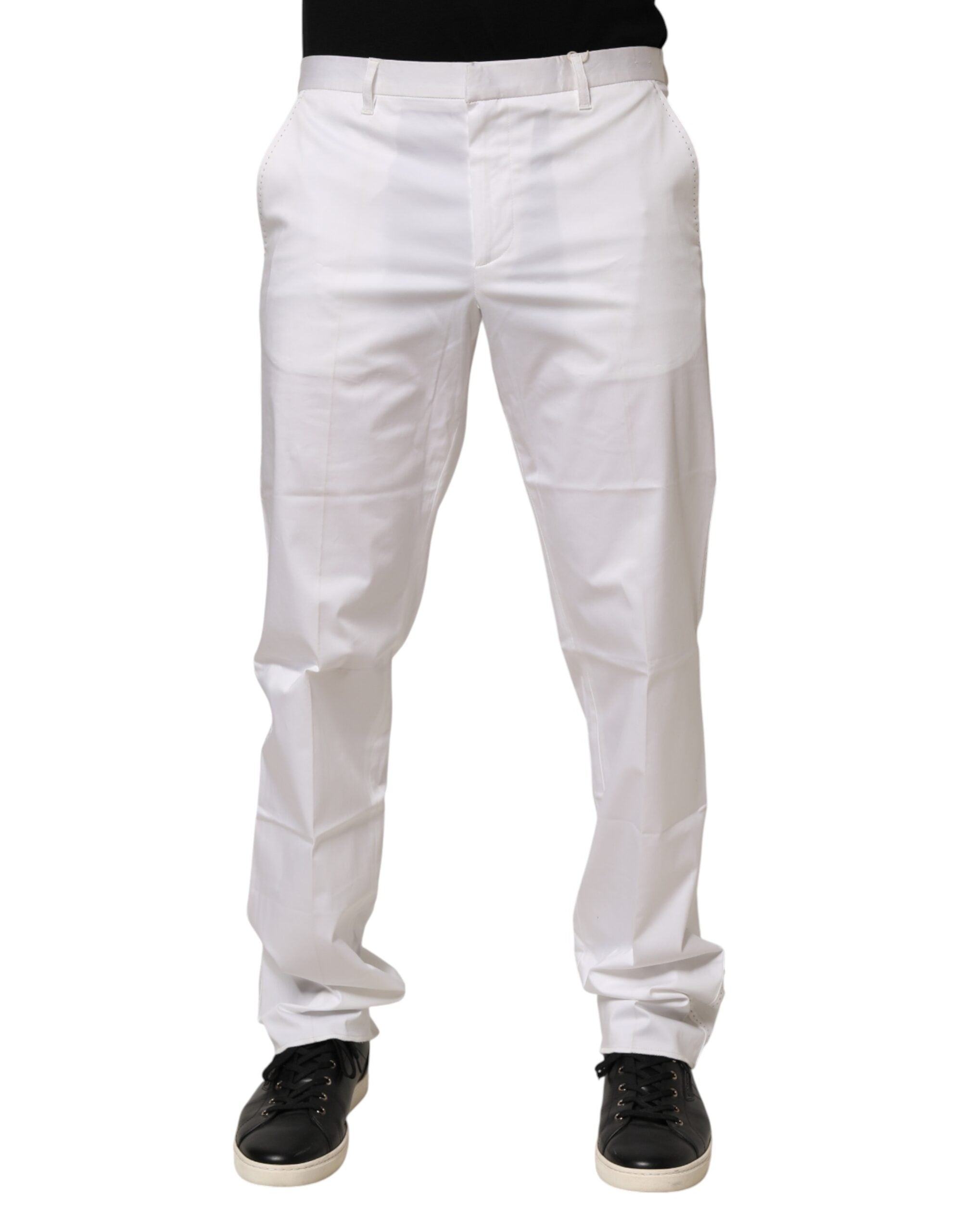 John Richmond White Cotton Stretch Dress Formal Men Trouser Pants