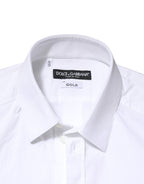 Dolce & Gabbana White Cotton GOLD Formal Men Dress Shirt