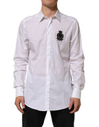 Dolce & Gabbana White Cotton MARTINI DG Patch Dress Shirt