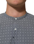 AGLINI Gray Polka Dot Cotton Button Down Long Sleeves Shirt